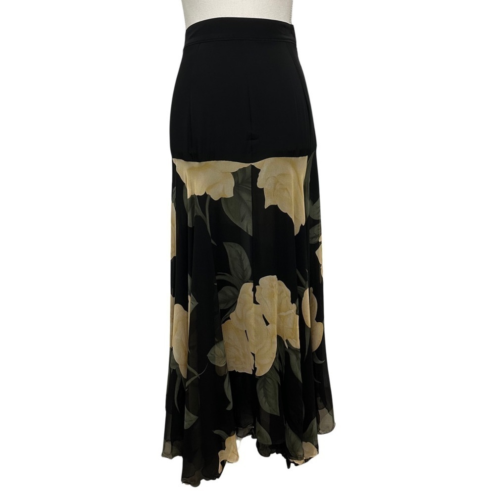 Lily Of the West Maxi Floral Skirt Black Size Small Romantic Goth